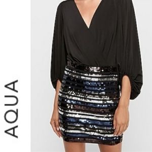 NWT Aqua Striped Sequined Mini Skirt Bloomingdales